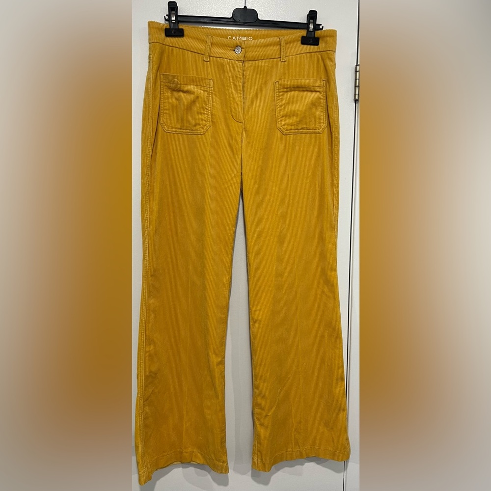 Cambio Wool Corduroy Mustard Pant - +80% OFF! Side US 10